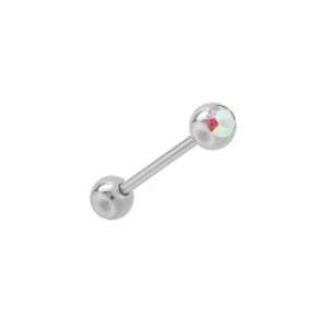  AB CZ Gem STRAIGHT BARBELL Tongue Rings Jewelry