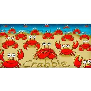    Crabbie Comical Crabs Terry Velour Beach Bath Towel