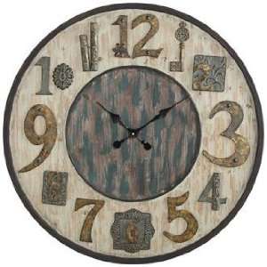   Distressed Wood Eclectic Number 31 Wide Wall Clock