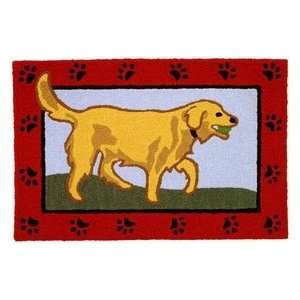  Golden Retiever Playing Ball Washable Accent Rug