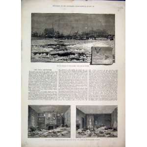   Wintry Weather River Thames 1881 Flood Lambeth Storm