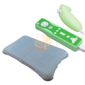   Wii Fit Balance Board + 4 Pack of Green Skin Case for Wii Remote